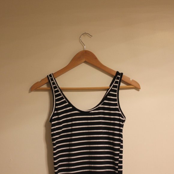 Vintage Striped Black & White Tank Dress - Picture 2 of 5